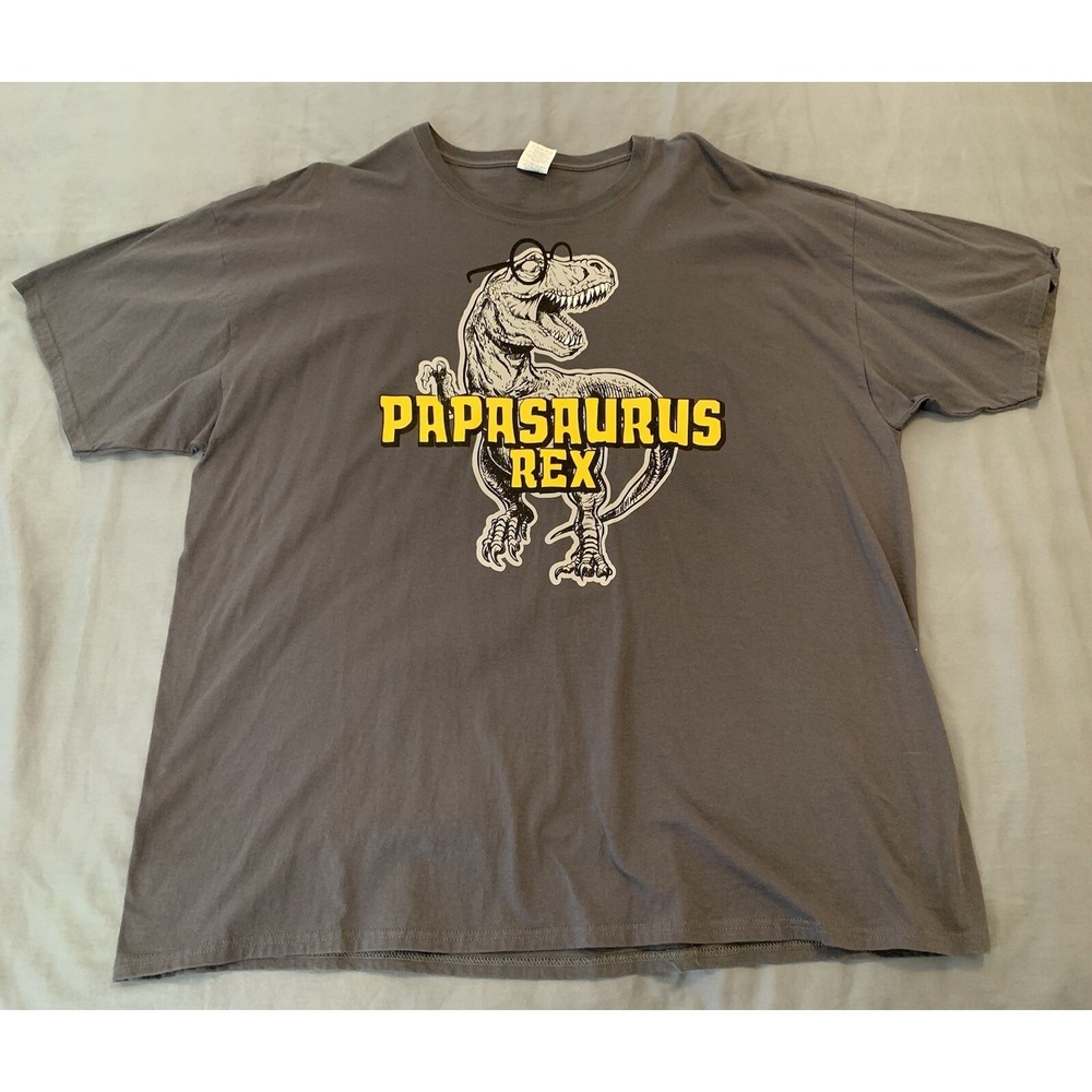 *PAPASAURUS REX*‎ 3XL Dad Tee Shirt Gray Graphic On Front Fun